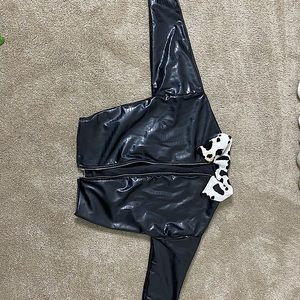 Alligator leather jacket with a cow print collar